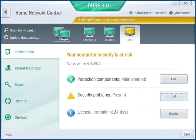 Kaspersky Pure 3.0 UI