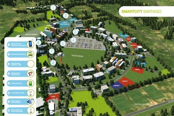 Esta maqueta virtual de Smartcity Santiago muestra el área cubierta con Wi-Fi.