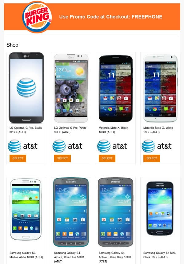Burger King ofrece un cupón a sus clientes que pueden cambiar por un smartphone Android.