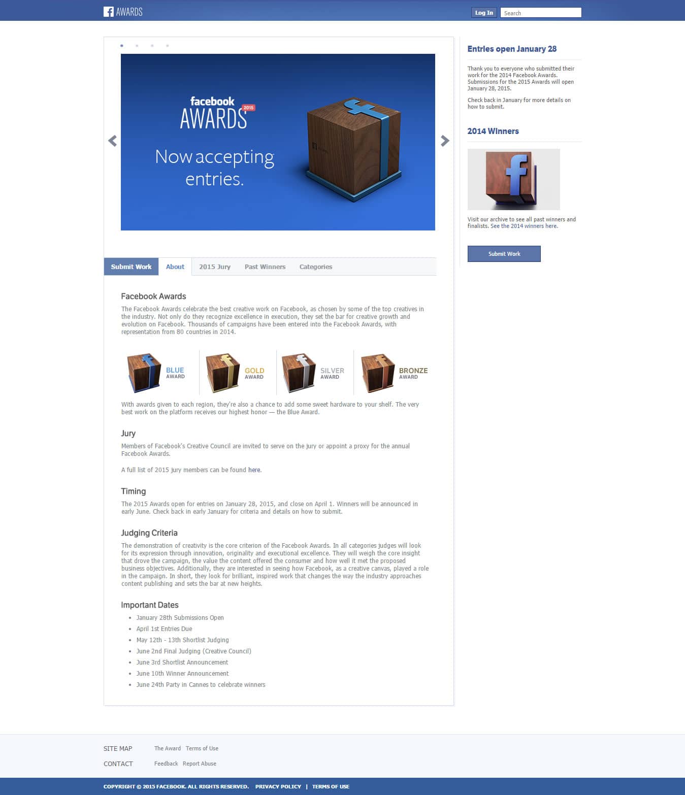 Web de los Facebook Awards 2015.