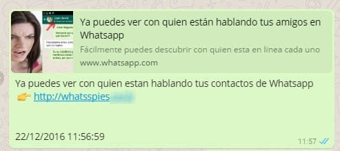 Link malicioso en WhatsApp.
