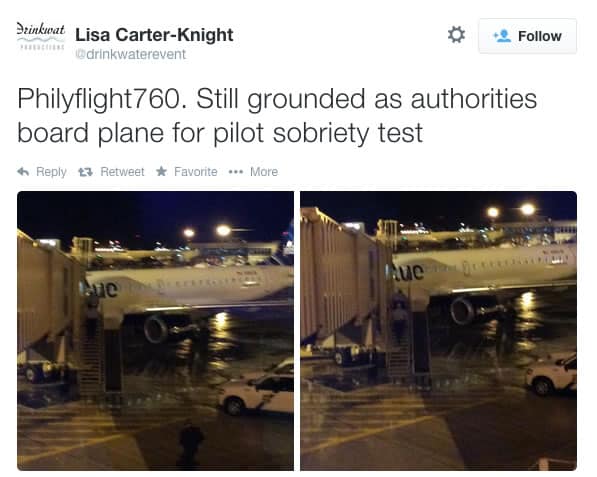 Uno de los tweets de Lisa relatando lo que sucedía con el piloto de JetBlue.